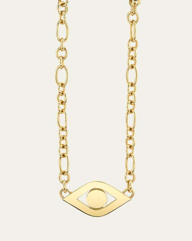 14k Yellow Gold Extra-Large Evil Eye Link Necklace